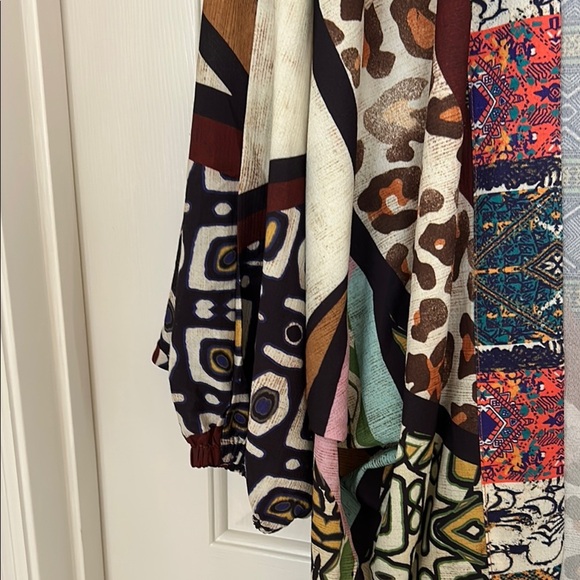 Umgee Brown and Blue Blazer Artistic Patchwork Design - Picture 2 of 8